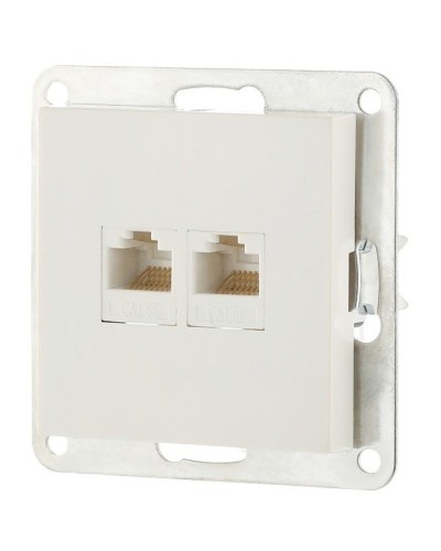 Розетка 2xRJ-45 кат.5е с накладкой, белый LK80 (846204-1). Розетка компьютерная двойная. Экопласт в Электростали