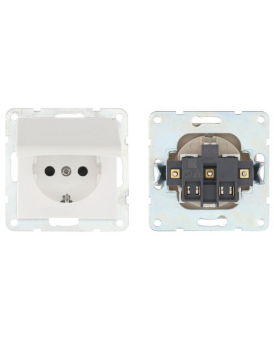 Розетка с з/к, шторками и крышкой, белый LK60 (863404-1). Розетка. Экопласт в Электростали