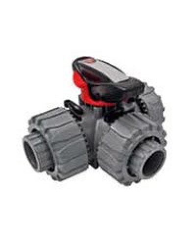 Ecoplast Кран шаровой трехходовой ПВХ D25 (уплотнение TPV, остальное EPDM) с муфтовым окончанием (49448). Кран шаровой, с муфтовым окончанием. Экопласт в Электростали