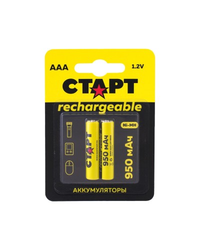 СТАРТ HR03 (AAA, 950mah), упак. 2 шт. БЛИСТЕР. Перезаряжаемые аккумуляторы. СТАРТ в Электростали