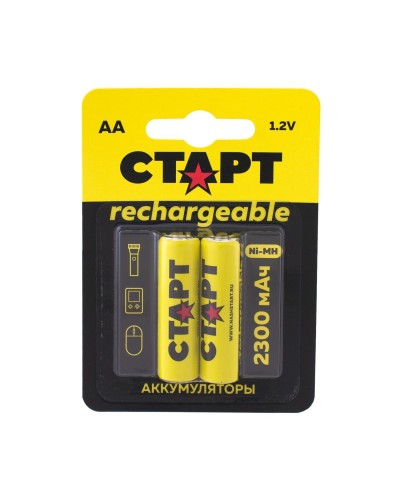 СТАРТ HR6 (AA, 2300 mah), упак. 2 шт. БЛИСТЕР. Перезаряжаемые аккумуляторы. СТАРТ в Электростали