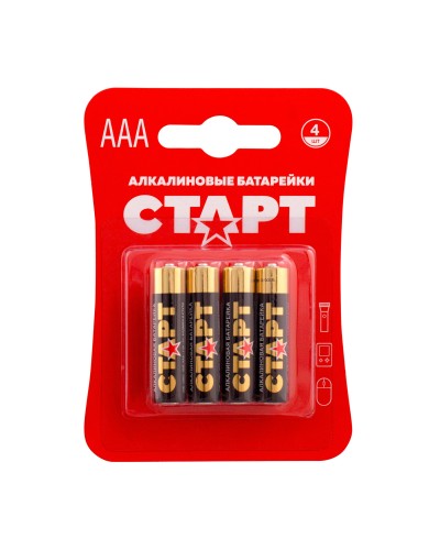 СТАРТ LR03-BL4 (1,5 В, AAA, LR03), упак. 4 шт. БЛИСТЕР. Алкалиновые батарейки. СТАРТ в Электростали